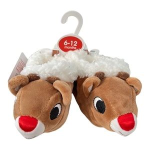 Rudolph the Red Nosed Reindeer Baby Christmas Slippers NWT
